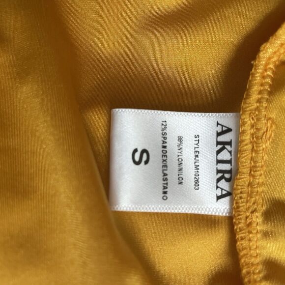 NWT Akira V Neck Long Sleeve Bodysuit YELLOW SZ S - Picture 6 of 8